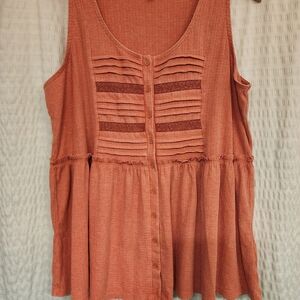 Torrid Sleeveless Pleated Tank - Rust, Sz 0